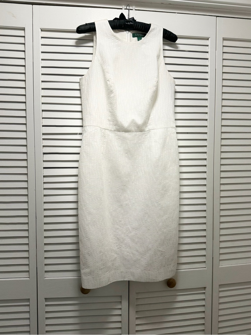 Lauren Ralph Lauren Cream Textured Sheath Midi Dress - Picture 5 of 14